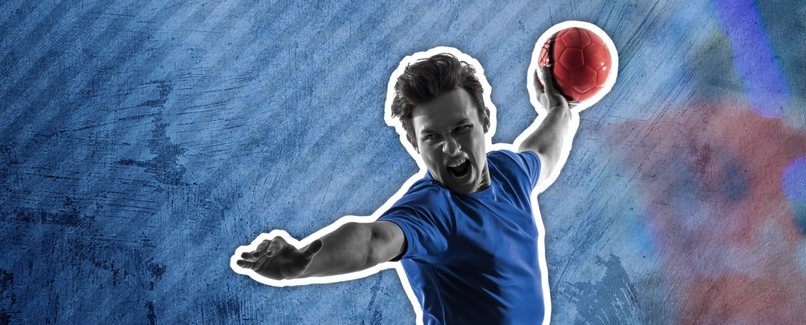 Handballer im Sprungwurf