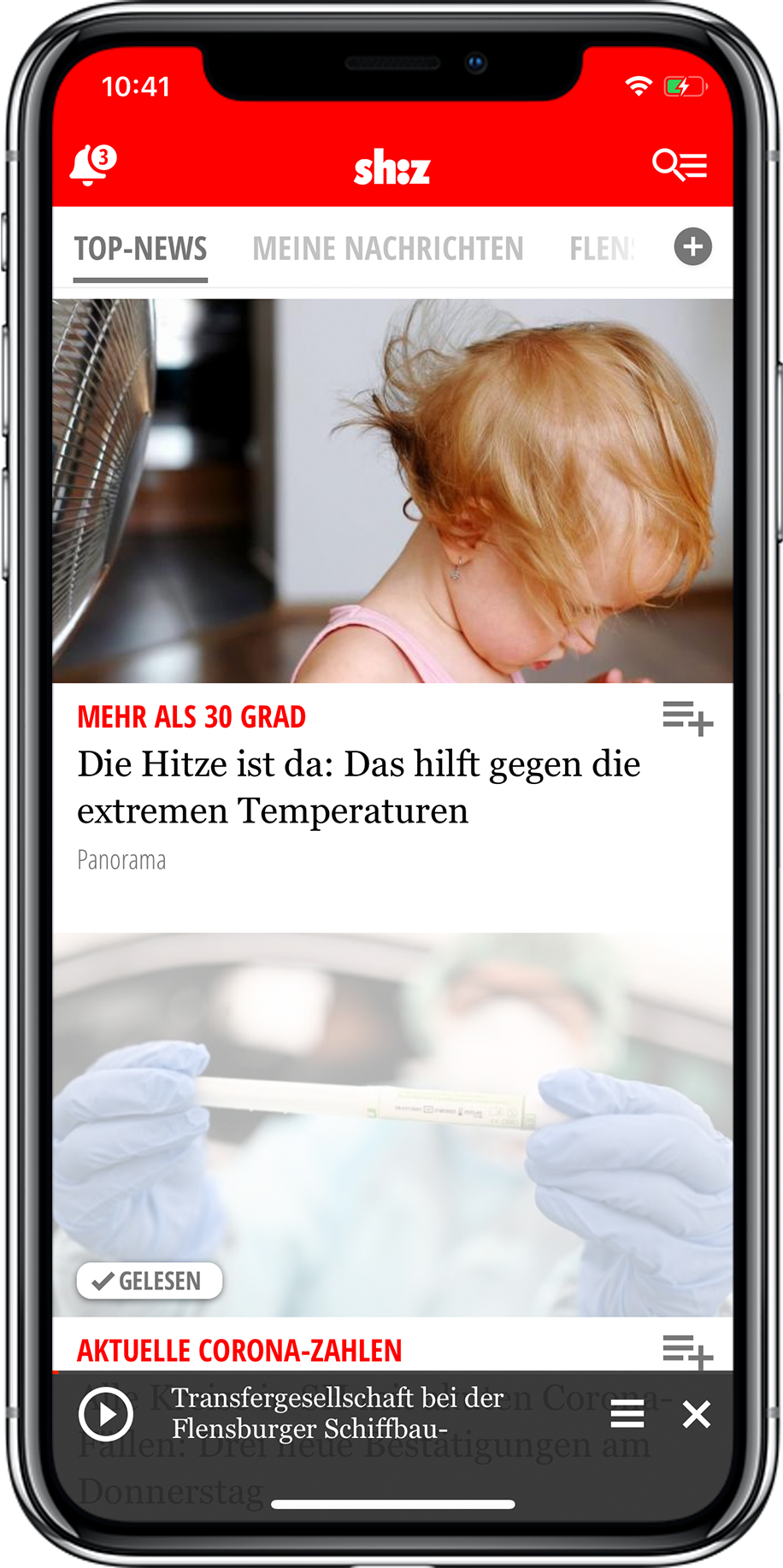 sh:z News-App, Ansicht 1