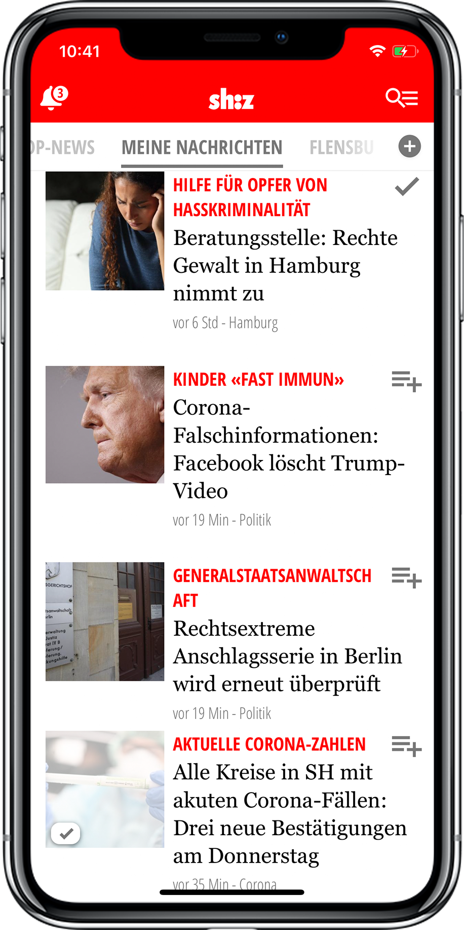 sh:z News-App, Ansicht 2